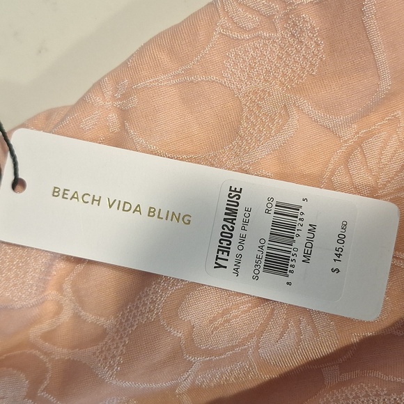 Elegant Lace-Up Pink One Piece Swimsuit - Picture 2 of 3